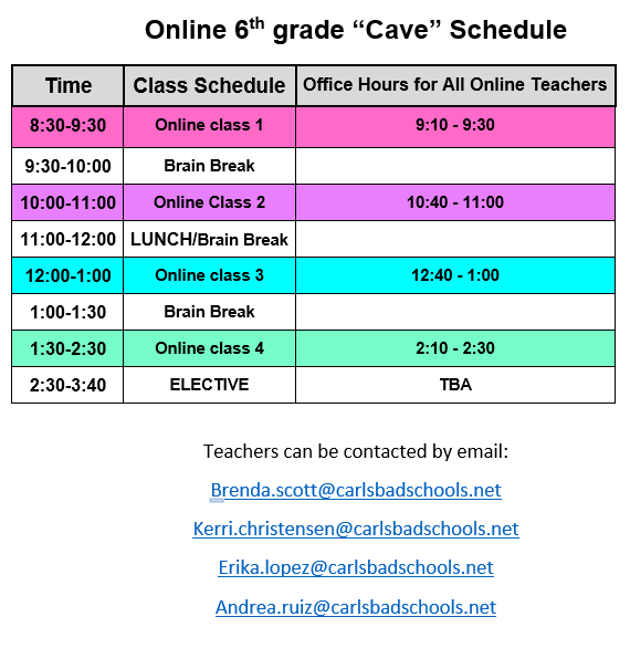 online only schedule