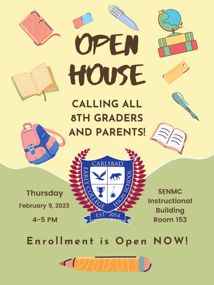 Flyer for CECHS Open House 2.9.23