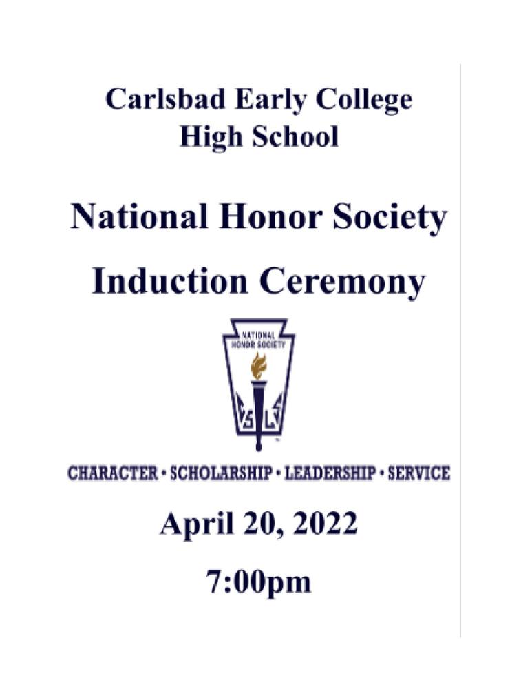Flyer for NHS Induction Ceremony