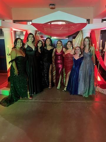 ECHS group of students in Prom gowns