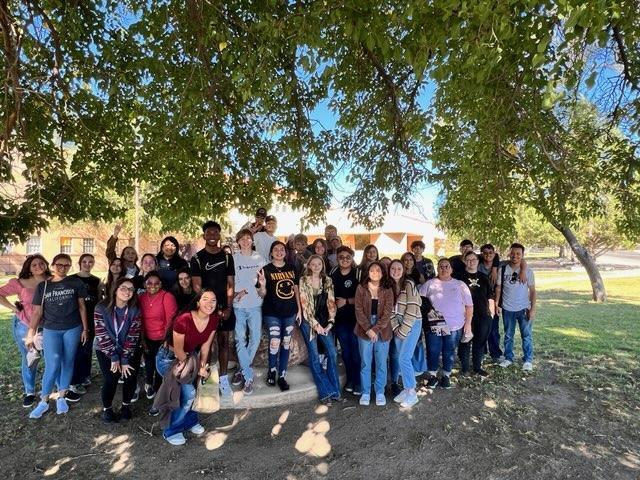 CECHS students pose outside on the campus visit of NMSU Las Cruces