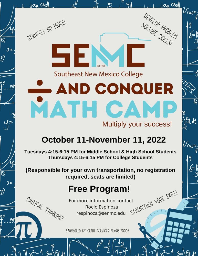 SENMC Math Camp Flyer