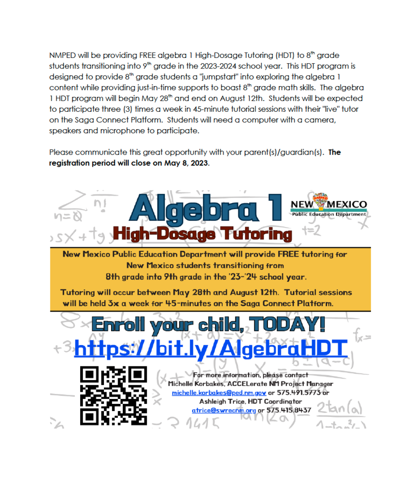 High-Dosage Tutoring: Algebra 1