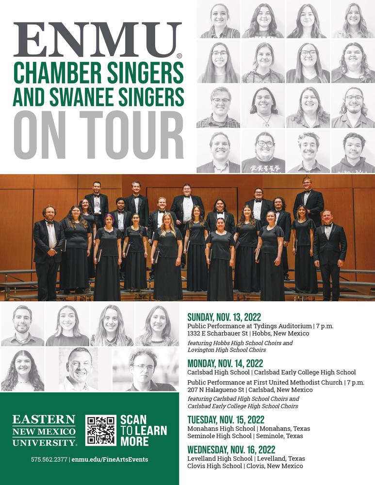 Flyer for ENMU Chamber Singers Tour