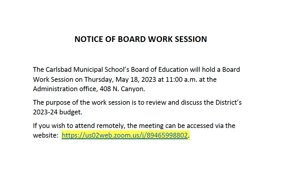 Board Work Session - May 18, 2023
