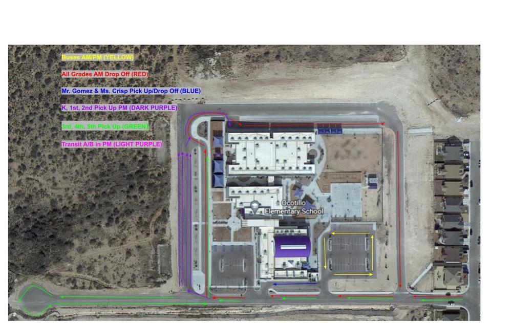 Pick up and Drop off Map-Ocotillo Elementary