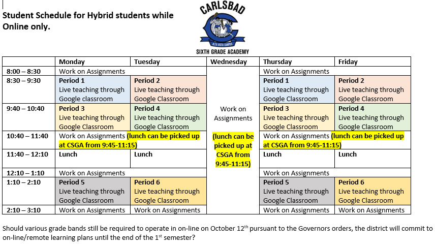 Hybrid schedule 
