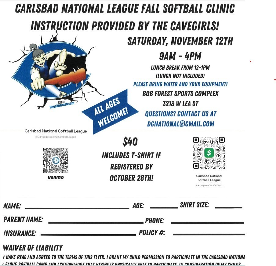 Carlsbad National League Fall Softball Clinic