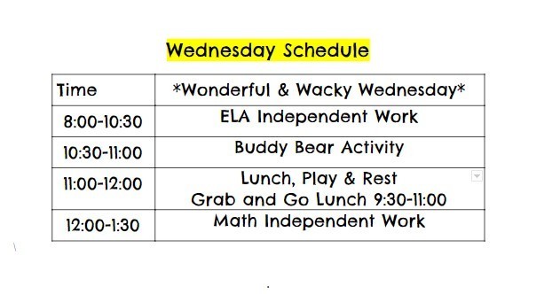 New Wednesday Schedule for ECEC